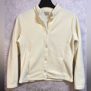 LL Bean fleece‎ button up women’s sweater size small cream color